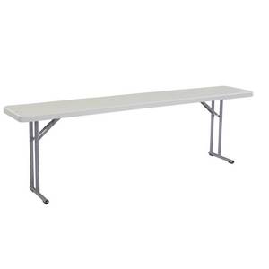 lot 1072 image: National Public Seating BT1800 Series Steel Frame Rectangular Seminar Blow Molded Plastic Top Folding Table, 700 lbs Capacity, 96 Length x 18 Width x 29-12 Height, Speckled GrayGray