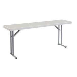 lot 1073 image: National Public Seating BT1800 Series Steel Frame Rectangular Seminar Blow Molded Plastic Top Folding Table, 700 lbs Capacity, 72 Length x 18 Width x 29-12 Height, Speckled GrayGray