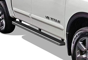 lot 1077 image: APS iBoard Running Boards 4 inches Custom Fit 2004-2020 Nissan Titan Crew Cab Pickup 4-Door & 16-20 Titan XD (Nerf Bars Side Steps Side Bars)