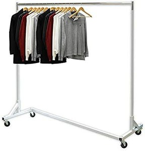 lot 1094 image: Simple Houseware Industrial Grade Z-Base Garment Rack, 400lb Load with 62 Extra Long bar