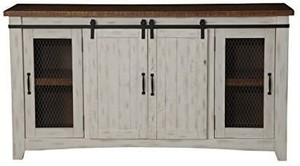 lot 1105 image: Martin Svensson Home 90906 Taos 65 TV Stand, Antique White & Aged Distressed Pine, Antique White and Aged Distressed Pine