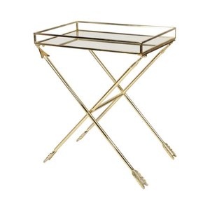lot 1109 image: Kate and Laurel Madeira Arrow Metal Accent Table with Mirrored Tray Top, Gold