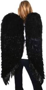 lot 1111 image: Adult Black Angel Costume Wings - Large Halloween Cosplay Feather Wing