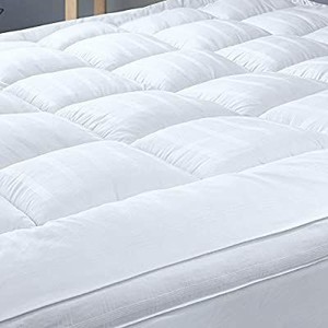 lot 1114 image: D & G THE DUCK AND GOOSE CO Upgraded 3-Inch Extra Thick Mattress Topper with 100% Cotton Cover, Full Size, New & Improved Down Alternative Bed Topper for Optimum Cushioning & Support, Breathable