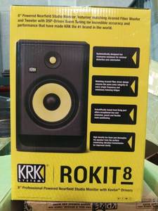 lot 6921 image: KRK RP8 Rokit 8 G4 Professional Bi-Amp 8 Powered Studio Monitor Pair, Black
