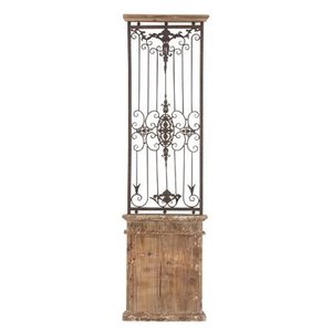 lot 6935 image: Deco 79 80944 Metal Wood Wall Gate Makes You Fall in Instant Love, 71 H x 20 L, Distressed Brown Finish