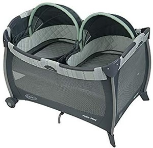 lot 6946 image: Graco Pack n Play Playard with Bassinet for Twins, Mason