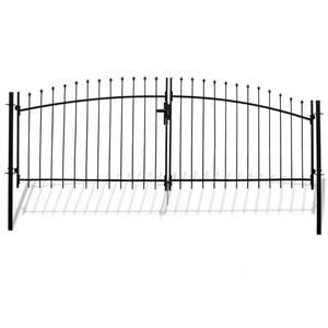 lot 6951 image: ALEKO DIY Arched Steel Dual Swing Driveway Gate Kit with Lock - ATHENS Style - 15 x 5 Feet