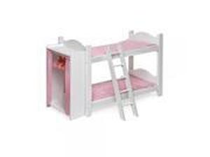 lot 6961 image: Badger Basket Doll Bunk Beds with Ladder and Storage Armoire (fits American Girl Dolls)