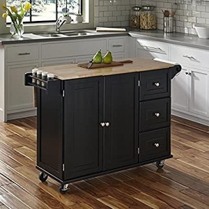 lot 6979 image: Liberty Black Kitchen Cart with Wood Top by Home Styles
