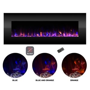 lot 6980 image: Northwest Electric Fireplace Wall Mounted Color Changing LED Fire and Ice Flames, NO Heat, Multiple Decorative Options and Remote Control, 54