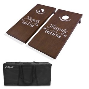 lot 6981 image: GoSports Wedding Corn Hole Set  Regulation Size with Solid Stained Wood Construction, CH-02-WS-WEDDING