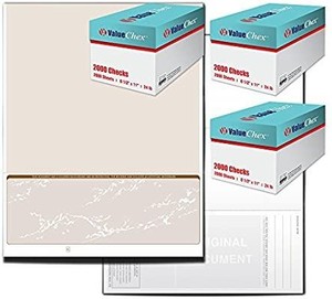 lot 6991 image: ValueChex Check Paper, Business Check On Bottom, Secure Tan Prestige, 6000 Count (VS11TP-3270)