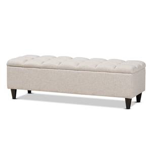 lot 6995 image: Brette Fabric Upholstered Finished Wood Storage Bench Ottoman BeigeDark Brown - Baxton Studio