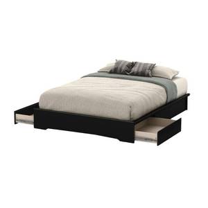 lot 6996 image: South Shore 60 Basic Platform Bed with 2 Drawers, Queen, Pure Black