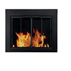 lot 7231 image: Pleasant Hearth AT-1002 Ascot Fireplace Glass Door, Black, Large