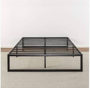 lot 7242 image: Zinus Abel 14 Inch Metal Platform Bed Frame with Steel Slat Support, Mattress Foundation, Queen