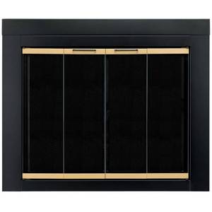 lot 7251 image: Pleasant Hearth AR-1022 Arrington Fireplace Glass Door, Black, Large