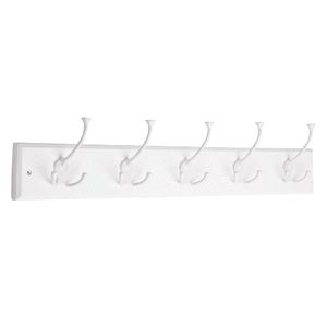 lot 7255 image: Liberty 129850 27-Inch Hook RailCoat Rack with 5 Flared Top Hooks, White and White