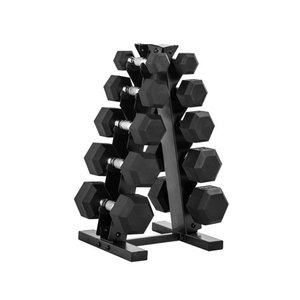 lot 7262 image: CAP Barbell 150-lb Hex Dumbbell Weight Set with Vertical Rack