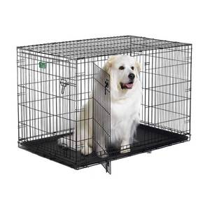 lot 7276 image: Midwest iCrate Double-Door Folding Metal Dog Crate, 48 Inches by 30 Inches by 33 Inches