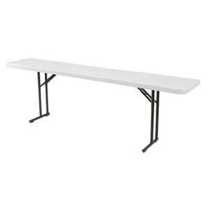 lot 7282 image: National Public Seating BT1800 Series Steel Frame Rectangular Seminar Blow Molded Plastic Top Folding Table, 700 lbs Capacity, 72 Length x 18 Width x 29-12 Height, Speckled GrayGray