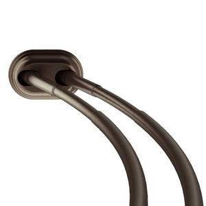 lot 7318 image: Neverrust Aluminum Double Curved Tension Shower Curtain Rod Bronze - Zenna Home