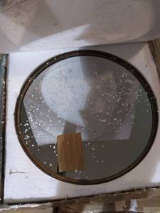lot 7336 image: 27.5 Large Round Mirror - Beautiful Brushed Bronze Wall Mirror - Handcrafted Oil Rubbed Circle Mirror - Metal Framed Decorative Mirrors For Wall - Hanging Mirror - Large Circular Wall Mirror