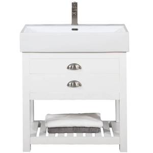 lot 2514 image: Gavin 30 in. W x 16.5 in. D Bath Vanity in White with Porcelain Vanity Top in White with White Basin by Design Element