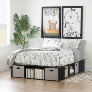 lot 2517 image: Full-size Black Oak Platform Storage Bed by South Shore Furniture