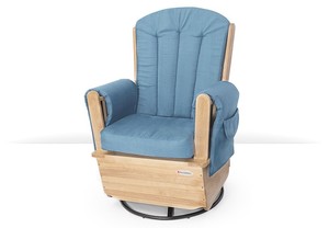 lot 2520 image: Foundations SafeRocker SS Swivel Glider Rocker in Natural & Light Blue