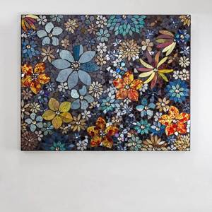 lot 2565 image: The Curated Nomad Crushed Glass Floral Mosaic Wall Art