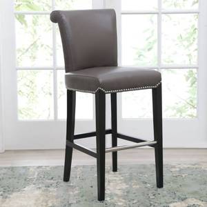 lot 2576 image: Abbyson Century 30-inch Grey Leather Bar Stool