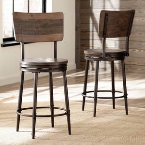 lot 2578 image: Carbon Loft Roxie Distressed Walnut Swivel Counter Stool
