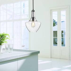 lot 2579 image: Luna Antique Black Finish Clear Bubble Glass Pendant Chandelier