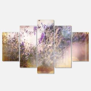 lot 2593 image: Designart Summer Pasture with Purple Flowers Extra Large Landscape Glossy Metal Wall Art