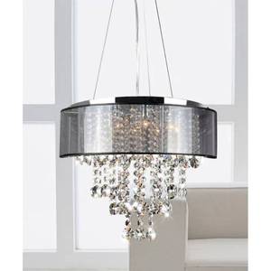 lot 2601 image: Chrome and Translucent Black Shade 6-light Crystal Chandelier by The Lighting Store