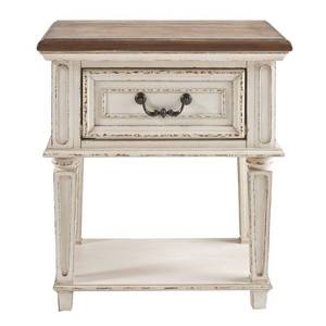 lot 2605 image: The Gray Barn Nettle Bank 1-drawer White and Brown Wood Nightstand