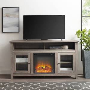 lot 2522 image: 58-inch Highboy 2-Door Fireplace TV Stand Console, Grey Wash