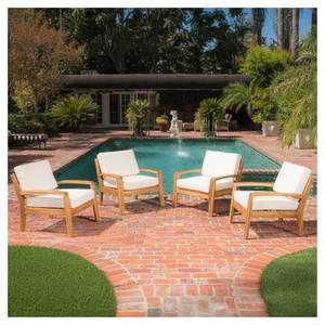 lot 2001 image: Grenada 4pc Wooden Patio Club Chairs by Christopher Knight Home