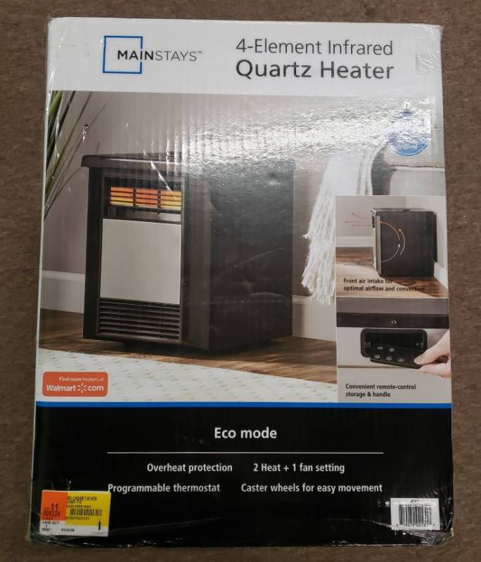 Mainstays 4 Element Infrared Quartz Space 1500W Heater,Indoor,Black,DF1911  | Unsealed Deals Walmart Goods - Electronics,Toys, Household u0026 More |  Equip-Bid