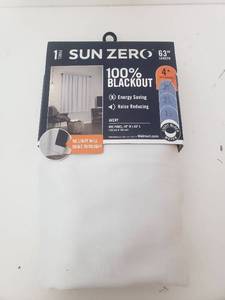 lot 40007 image: Sun Zero Avery 100% Blackout Rod Pocket Pearl White Curtain Panel