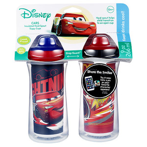 lot 40018 image: Disney-Pixar Cars Insulated Hard Spout Sippy Cups With One Piece Lid, 9 Oz, 2 Pack