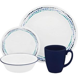 lot 40055 image: Corelle Livingware 16pc Dinnerware Set Ocean Blues