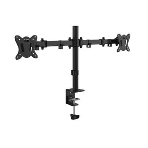 lot 40063 image: ONN Full-Motion Dual Monitor Arm Mount for 13-27 Screens - Swivel, Tilt, Rotate, Height-Adjustable
