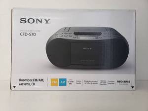 lot 40083 image: Sony Stereo CDCassette Boombox Home Audio Radio, Black (CFDS70BLK)