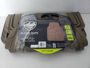 lot 40085 image: Auto Drive Heavy Duty Universal 4-Piece All Weather Rubber Car Floor Mat, Tan