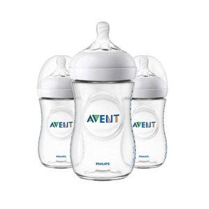 lot 40105 image: Philips Avent Natural 3pk Baby Bottle 9oz - Clear