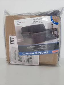 lot 40112 image: Mainstays Pixel 1-Piece Stretch Loveseat Slipcover, Black