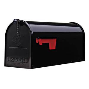 lot 745 image: Gibraltar Elite Medium, Galvanized Steel, Black Post Mount Mailbox